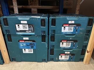 6x Bouwgereedschap in M-box, Makita, 3x DDF484ZJ, 1x DHR242ZJV, 1x DJV