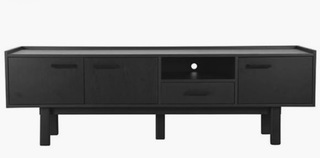 TV-dressoir, zwart acaciahout