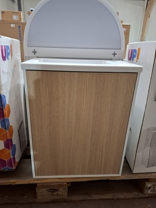 Fonteinmeubel wit/eiken