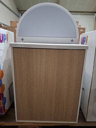 Fonteinmeubel wit/eiken