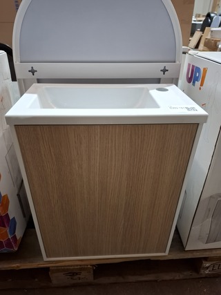 Fonteinmeubel wit/eiken