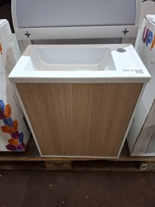 Fonteinmeubel wit/eiken