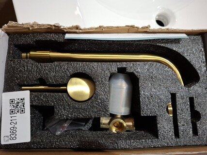 Wastafelkraan inbouw, mat goud