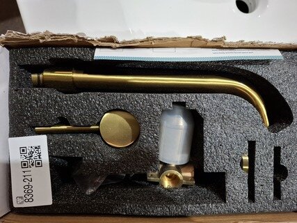 Wastafelkraan inbouw, mat goud