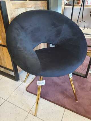 Lounge chair black velvet gold, Zwart, 2025