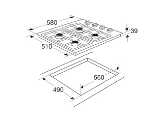 Etna T106VRVSA   Inbouw Gaskookplaat
