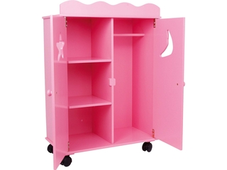 Base Toys Houten Poppen Kledingkast Roze