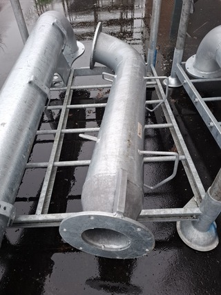 Materiaalbok met 2x 8 duims buis met flens