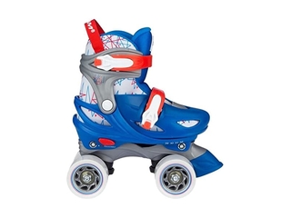 Nijdam Rolschaatsen Verstelbaar Geo Metricker Blauw/Rood/Wit/Zilvergri