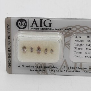 5x Navette geslepen diamant, totaal 0.63 karaats (VVS-Si)