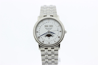 Heren chronograaf polshorloge, Blanpain, Villeret triple calender, wit