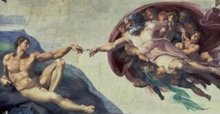 Afbeelding Michelangelo “creation of Adam” in grote lijst