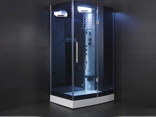 Stoomcabine Vonato met massagejets Zwarte cabine, witte bodemplaat