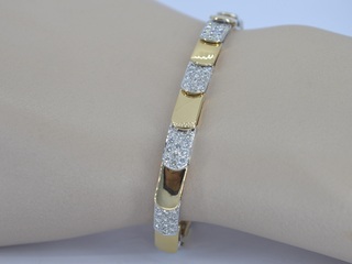 Gouden armband bicolour met briljant geslepen diamant