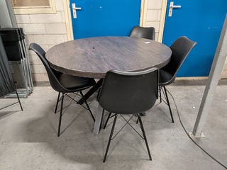 Ronde eetkamertafel met 4 stoelen