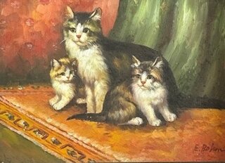 Europese school (1800-1850) – E Bohm  Moederkat met kittens