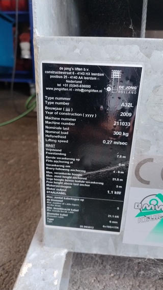 (Locatie Raalte) Kantelbare staaldraadlift, DE JONG, A32L, 2009