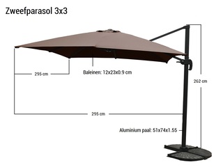 Parasol Paralux, Renata, donkergrijs