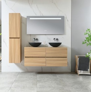 Badkamermeubel Vonato, Lugano 130, licht hout decor