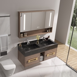 Badkamermeubel Vonato, Modular 110, donker hout decor