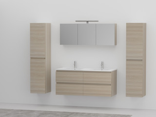 Badkamermeubel Vonato, Lagom 120, licht hout decor