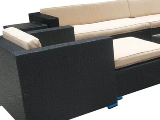 Loungeset Vonato, Esparra, zwart wicker