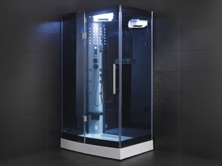 Stoomcabine Vonato, RectoTherm Links, zwarte cabine, witte bodemplaat