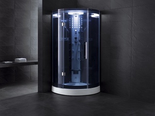 Stoomcabine Vonato, Halvo MassagePro, zwart met witte bodemplaat