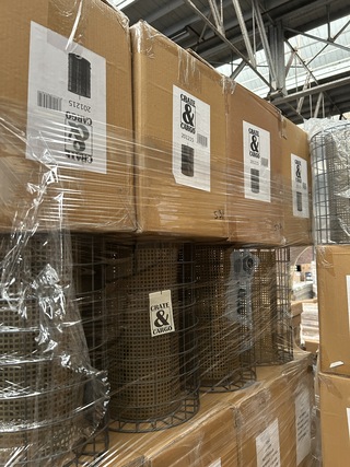 Ca. 25x Hanglamp/lampenkap metaal Crate & CarGo