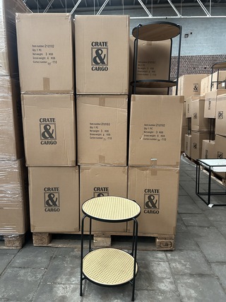 Pallet bijzettafels rotan (18x) Crate & CarGo