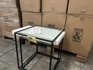Pallet bijzettafels metaal, glas (9x set van 2) Crate & CarGo