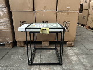 Pallet bijzettafels metaal, glas (8x set van 2) Crate & CarGo