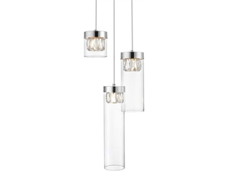 Zuma Line GEM Hanglamp  3x G9 Zilver Metaal & Glas
