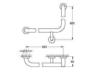 Grohe Essentials L vormige Handgreep 940 x 600 mm Chroom