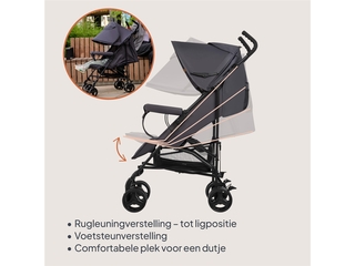 Lionelo Lichtgewicht Compacte Buggy Elia tot 15 kg met Ligstand Grijs