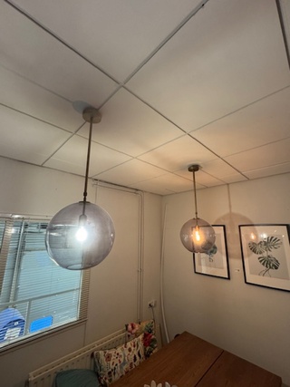 2x Hanglamp, messing look