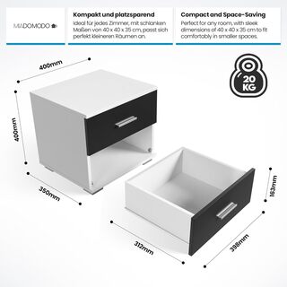 Set van twee nachtkasten met 2 laden Miadomodo