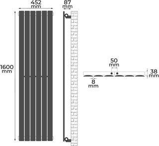 Verticale radiator 1600x452x52 mm Aquamarin