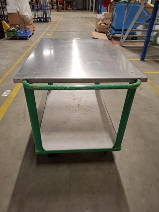 Magazijnwagen met los RVS blad