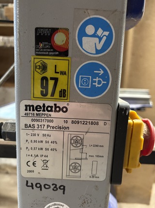 Lintzaagmachine Metabo, BAS 317 Precision, bouwjaar 2008