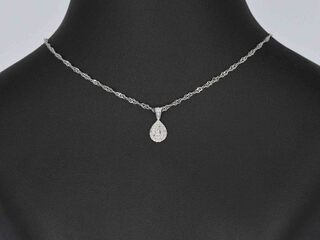 Witgouden druppelvormige hanger met diamanten, excl. ketting