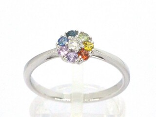 Witgouden ring met diamant en saffieren