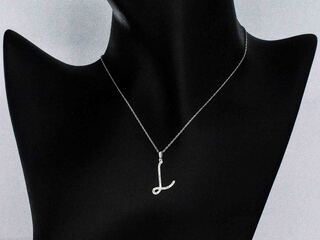 Hanger met natuurlijke diamanten in de letter L, excl. ketting