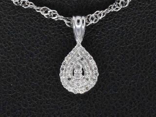 Witgouden druppelvormige hanger met diamanten, excl. ketting