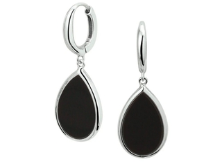 Glams Klap Oorringen Onyx  Zilver