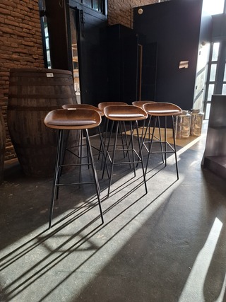 6x Design barkruk Vepa, Hemp, zwart bruin, bouwjaar 2023