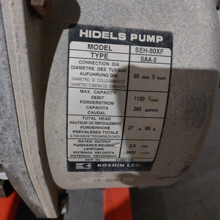 Vuilwaterpomp 54m³ benzine, Koshin, SEH-80X, 2021