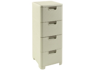 Curver 209907 Storage Drawer Tower Wicker Look