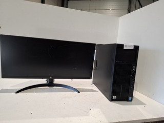 Computer met ultrawide monitor, HP, LG, Z230, core i7