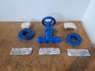 Afsluiter Gate Valve met 2x combi flensadapter, Dumatco, Kiwa & AVK